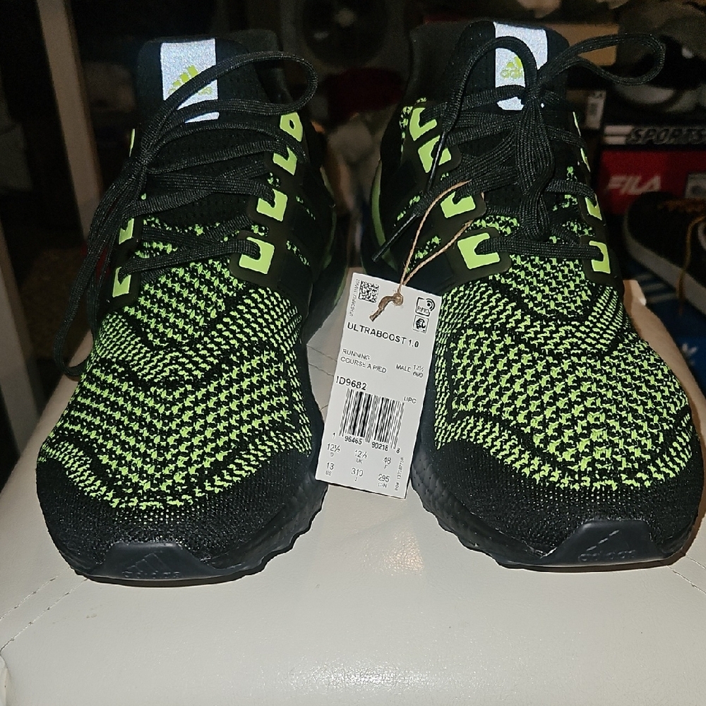 Adidas Ultraboost Black and Neon Green Shoes